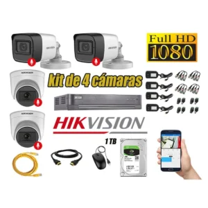Kit 4 Cámaras de Seguridad Audio Incorporado 2mp Disco 1tera Completo CCTV