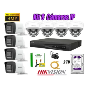 KIT DE 8 CAMARAS DE SEGURIDAD HIKVISION IP 4MP  C/AUDIO
